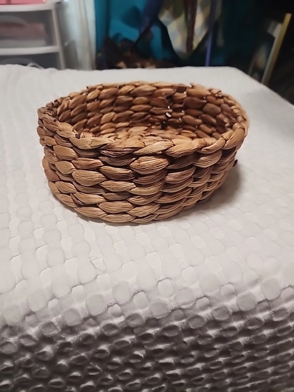Handwoven Natural Straw Decorative Basket - Brown